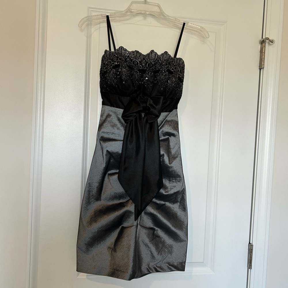 Gray and Black Prom Dress